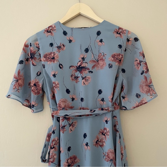 House of Harlow 1960 x Revolve Blue Pink Floral Wrap Dress XS - Picture 6 of 13